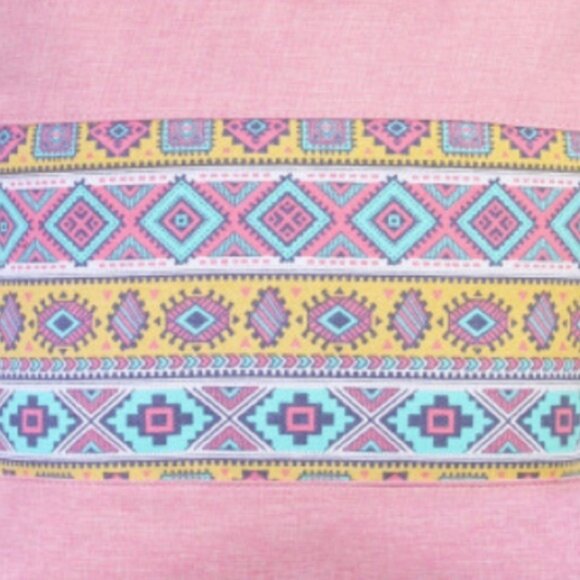 Tribal / Boho / Print Tote Bag - Pink Yellow Blue - Double Handle - NWT - Picture 3 of 7